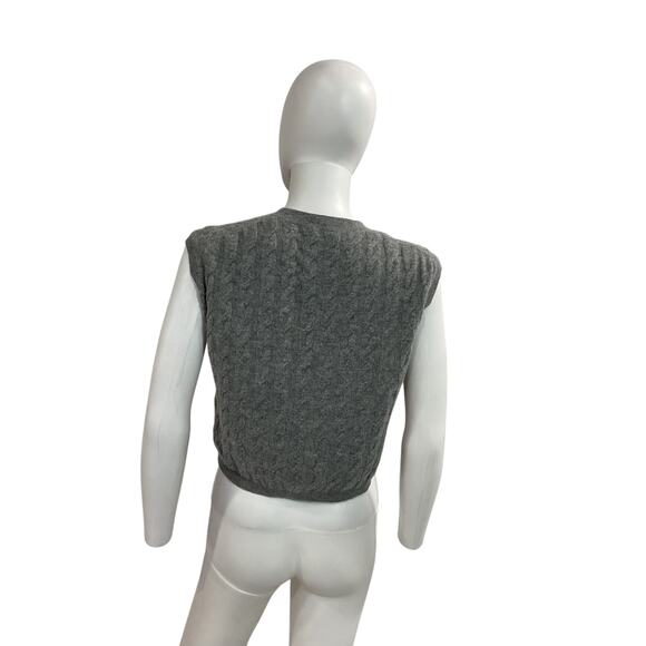Jardin Des Orangers Grey Cashmere Cable-Knit Cashmere Sweater Vest Size XS - Picture 3 of 5